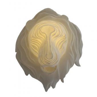 Layered Lion Head Sandstone Wall Sculpture LED Light