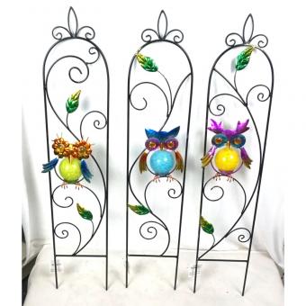Garden Owl Stakes Metal Frame